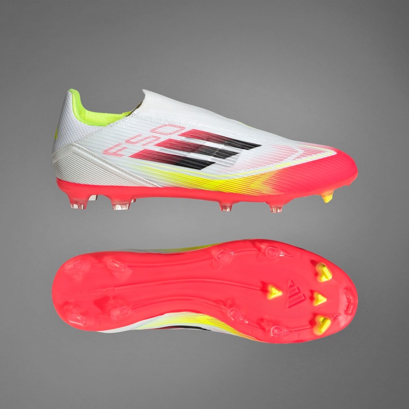 Men’s F50 League Laceless Firm/Multi-Ground Soccer Cleats CLOUD WHITE/CORE BLACK/SOLAR YELLOW 6.5