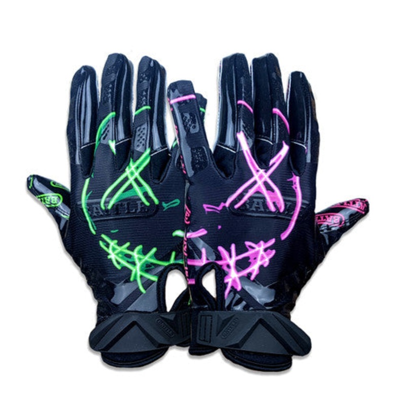 “Nightmare 2.0” Adult Cloaked Receiver Football Gloves BLACK/MULTI S